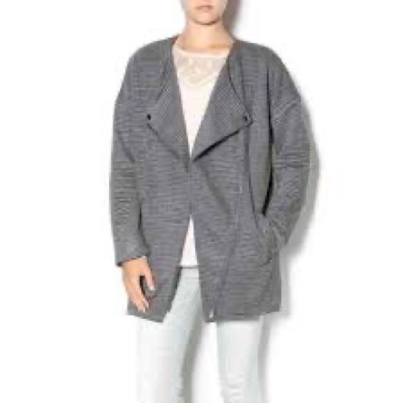 MINKPINK Take Care Biker Zip Jacket Ribbed Gray SZ Lg - Picture 1 of 11